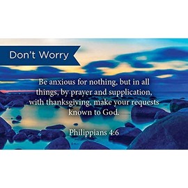 Pass It On Scripture Cards, Don't Worry, Philippians 4:6, Pack of 25 Inspirational Bible Verse Wallet Cards for Devotional, Bible Study, & Memorization, Small Christian Greetings for Encouragement
