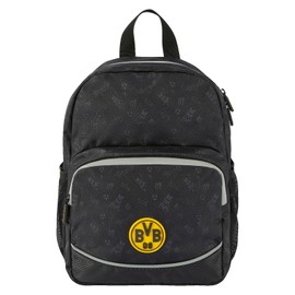 Borussia Dortmund BVB Backpack Allover Black Kids - Black Backpack for Children with Eye-catching BVB Logo, 100% Polyester, black, Classic