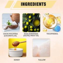 Tallow Balm Beef Tallow Creme Skincare 100% Honey Balm Wrinkle Defense Tallow Balm Beef Tallow Rindertalg Creme Tallow Creme, Gesicht und Körper Gepeitschte Feuchtigkeitscreme Mit LöFfel (120g)