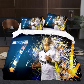 Rcxnm Children's Bed Linen Set with 3D Football Star Motif, 135 x 200 cm Duvet Cover and 80 x 80 cm Pillowcase, for Boys