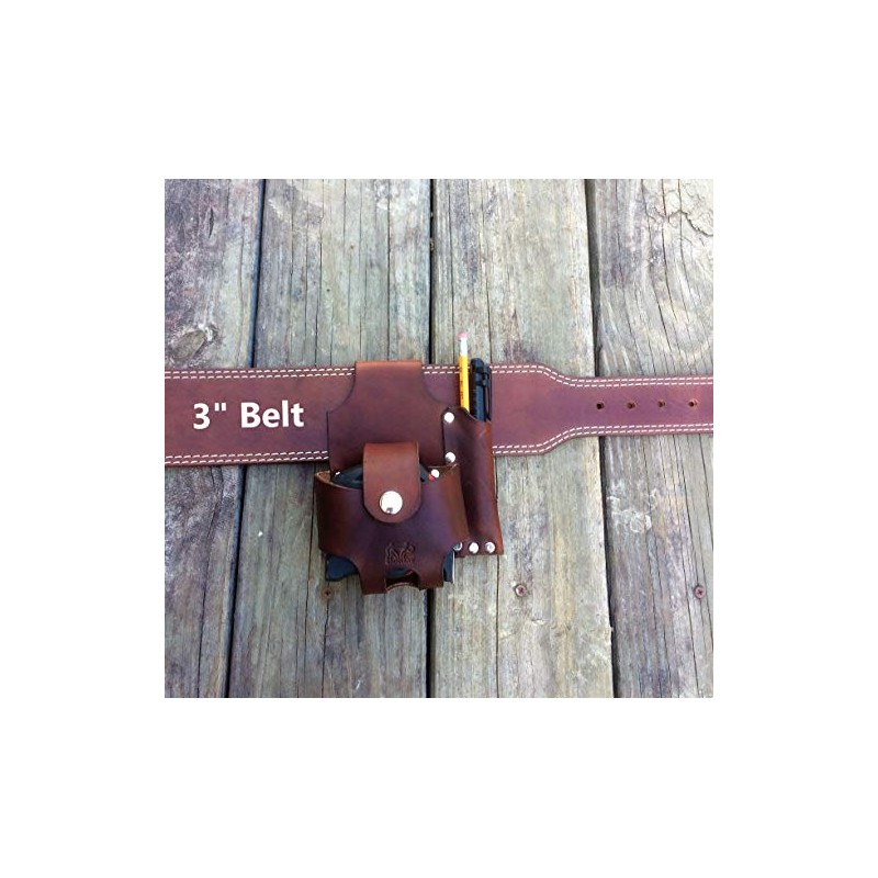 Basket Style Tape Measure Holder with Pencil Pouch (Dark Brown)