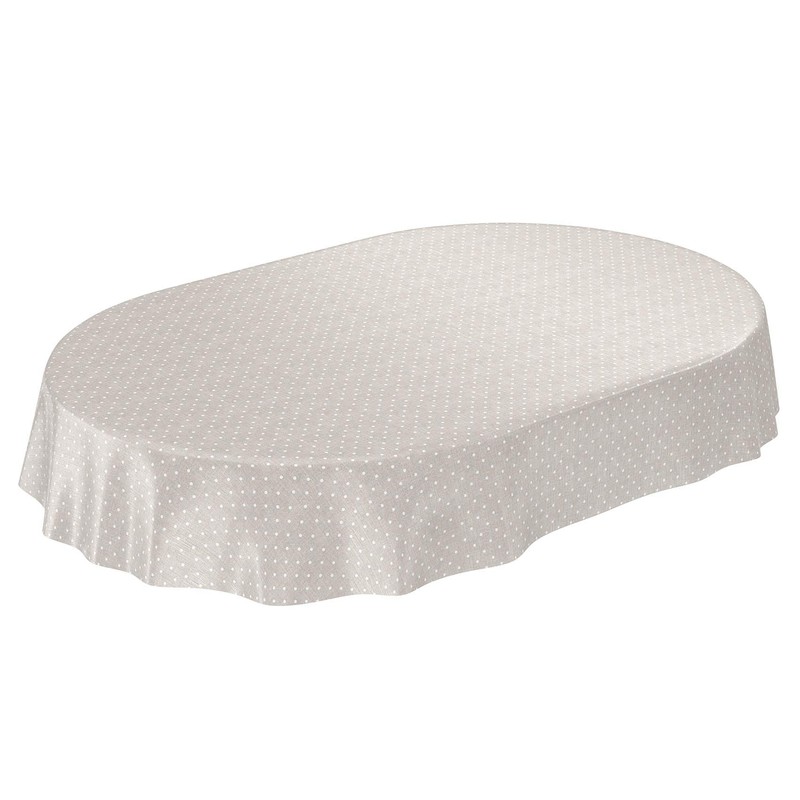 ANRO Oilcloth Tablecloth Oilcloth Tablecloth Polka Dots Plain Beige Round