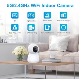 GBIUT Indoor Security Cameras 5G&2.4G WiFi Pet Camera with Phone App, 360°Pan & Tilt WiFi Camera Surveillance Motion Sensor, Baby Monitor with Night Vision, 2-Way Audio, Home Cameras Indoor (2 Pack)