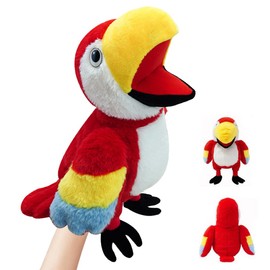 Parrot Hand Puppet, Afenau 40cm Hand Puppets with Moving Mouth, Mischievous Funny Puppets Toy, Puppet Plush Toy, Bird HandPuppet for Kids Storytelling, Teaching, Preschool, Birthday