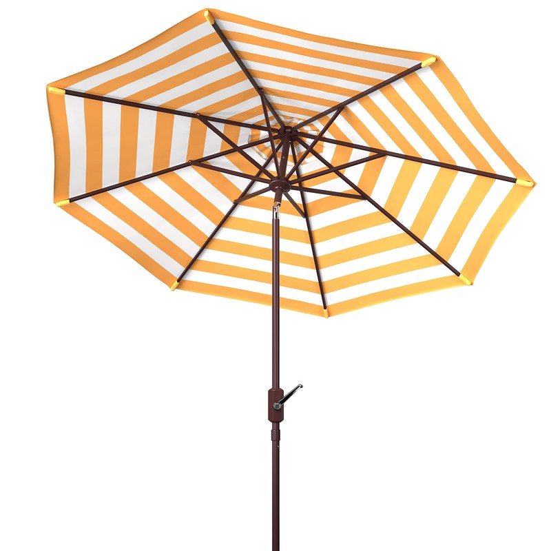 SAFAVIEH Outdoor Collection Athens Yellow Inside Out Striped 9FT Crank