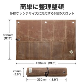 IRONCUBE Tool Roll Case Tool Roll Pouch Tool Holder Tool Bag Portable Woodworking Tool Storage Bag 6 Pockets for Organizing Gardening DIY Tools (Khaki Oil Cloth)