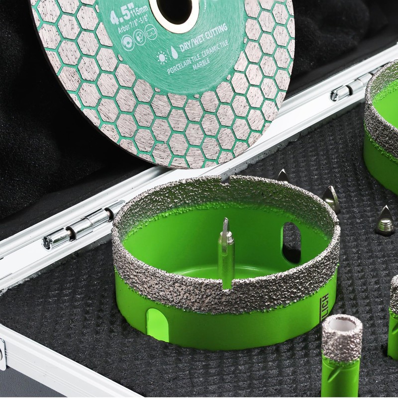 Diamond Hole Saw Kit, 16PCS Tile Hole Saw Kit 6/8/10/25/35/50/65/100+20mm