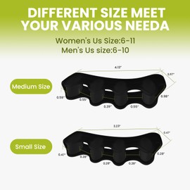 Bukihome Toe Separators, 4 Pair Soft Gel Toe Spacers to Correct Bunions, Claw Toes,Hammer Toes, Foot Pain for Women & Men,Black+M