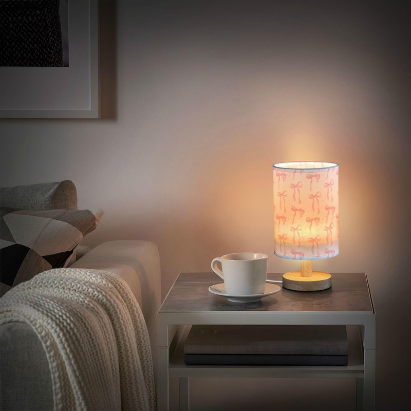 Aslsiy Coquette Ribbon on White Bedside Table Lamp Lovely Bow