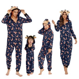 Adisputent - Conjunto de pijama de Navidad a juego divertido para parejas y día festivo, lindo conjunto de ropa de dormir de Navidad, Reno azul marino de Navidad, 5 Años