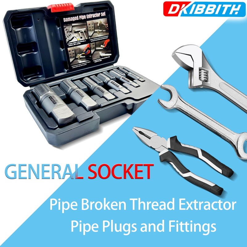 Pipe Extractor Set, 6-Piece Heavy Duty Steel Broken Pipe Extractors