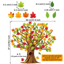 Gersoniel 90 Pieces Valentine's Day Classroom Tree Bulletin Board Decorations Conversation Heart Leaves Cutouts Stickers for Classroom Home Wall Decor(Natural Style)