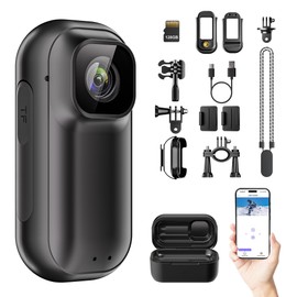 ONKELYIM Mini Action Camera WiFi -128GB Wearable Body Camera, Magnetic Lanyard, Thumb Size Hands Free Recording Body Worn for Pets, Travel, Work, Water Sports, Outdoor Adventures