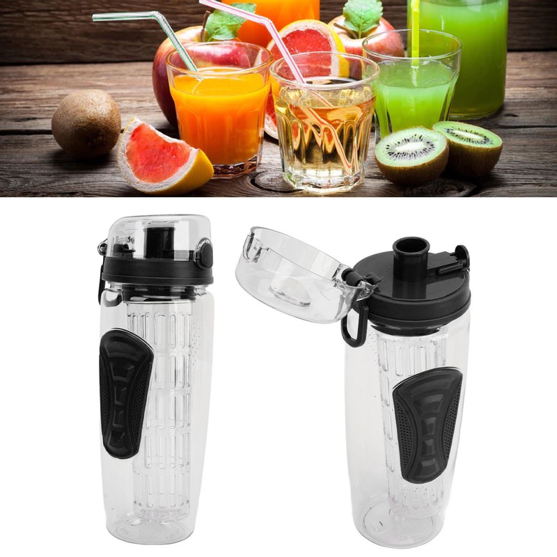 Fruit Infuser Water Bottle Anti Slip Grip Flip Top Lid