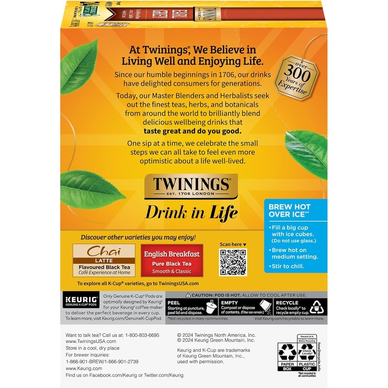 Twinings Earl Grey Black Tea K-Cup Pods for Keurig, 24