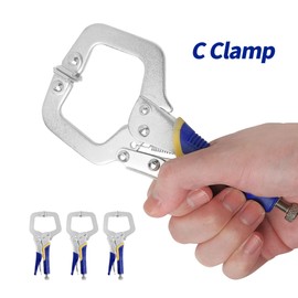 3 Pack Metal Grip Locking C Clamp, 6 inch Welding Clamps Set, Welding Locking C Clamps Face Clamps for Woodwork Adjustable Fastener Quick Release Grip