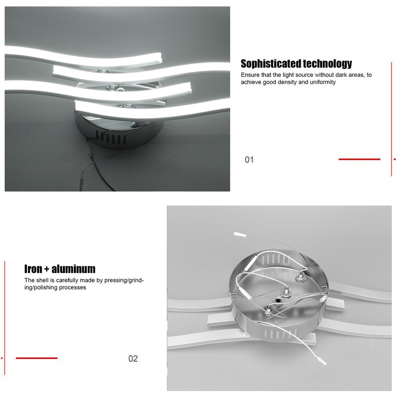 LED Wavy Ceiling Light 140LED Modern Ceiling Lamp for Bedroom