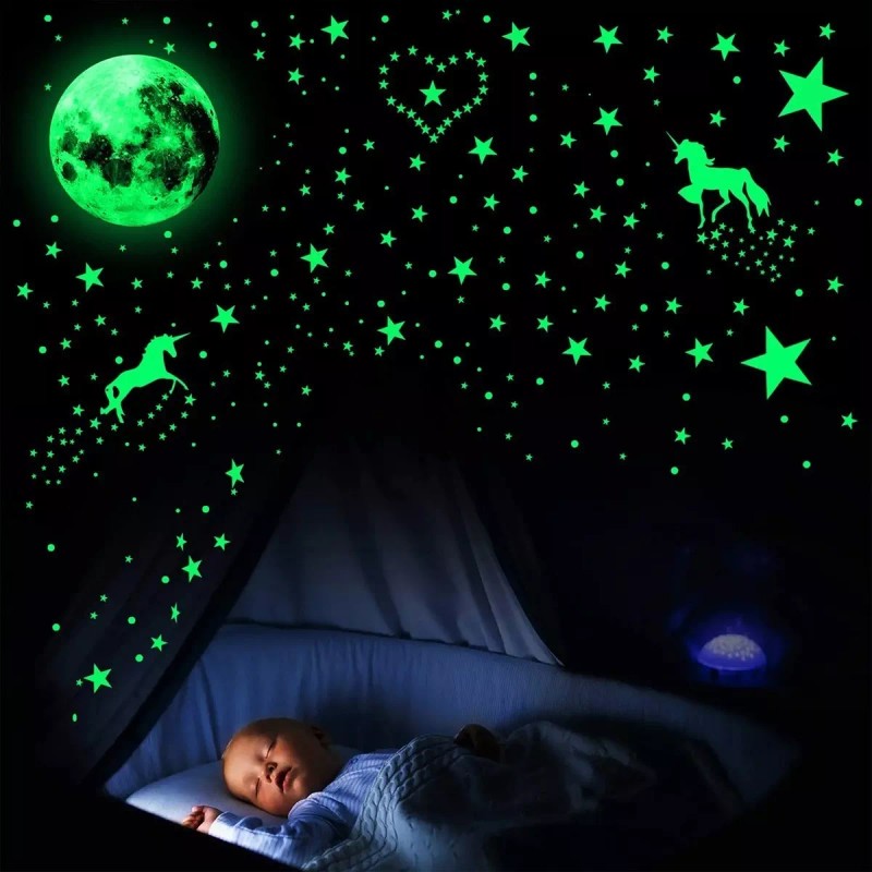 Show Me Pegatinas Fluorescente Para Decoración Luna Y Estrellas M254