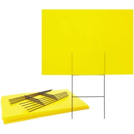6 Pack Corrugated Plastic Blank Yard Signs with H Stakes, Neon Yellow Sheets for Moving Sale (17 x 12 In)