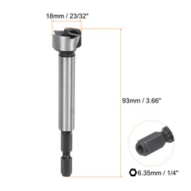 QUARKZMAN Forstner Drill Bit 23/32 Inch (18 mm) Made of Carbon Steel with Multiple Teeth for Drilling Wood with Hinge Cutter and 1/4 Inch Hex Shank for Hardwood Softwood Plywood Woodworking
