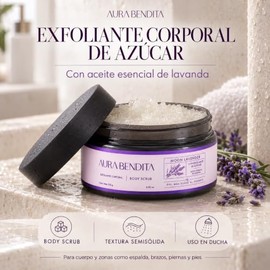 Exfoliante Corporal con Aceite Esencial de Lavanda Azúcar 250g Aura Bendita