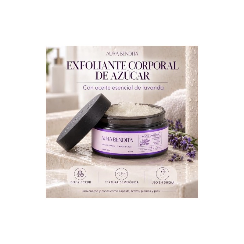 Exfoliante Corporal con Aceite Esencial de Lavanda Azúcar 250g Aura