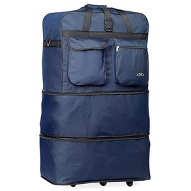 Pod 30" / 36" / 40" Expandable Rolling Wheeled Duffle bag Spinner Luggage suitcase (Navy Blue, 40-inch)