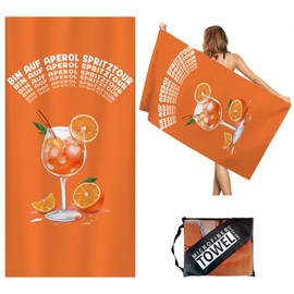 Aperol Geschenk Strandtuch 90x180cm, Aperol Strandtuch XXL, Sandfest Strandhandtuch Groß Aperol Spritz Accessoires Merch Deko Damen, Geschenkset Für Frauen, Kollegin (Bin Auf Aperol Spritztou)