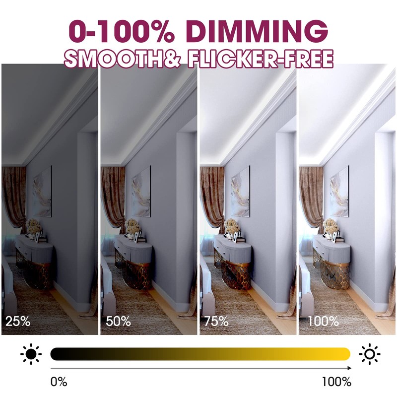 EMITEVER LED Strip Light, Cool White 5000K 16.4ft,24V DC COB