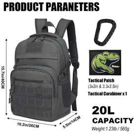 BlesMaller 20L Hiking Backpack Mini Tactical Backpack for Camping Outdoor Hiking Trekking Men & Women Daypack, gray