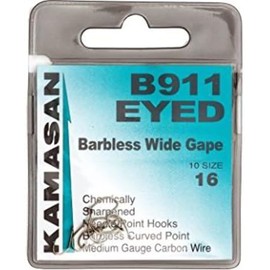 Kamasan B911 Extra Strong Eyed Fishing Hooks - Size 16, Brown, One Size