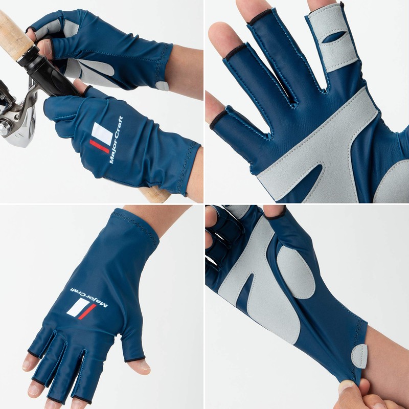 Major Craft SG-LL20NV UV Protection Summer Gloves, LL, Navy, Fishing