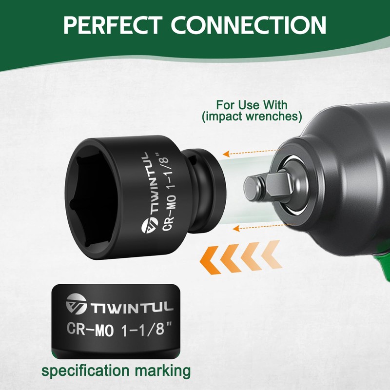 1-1/8" Impact Socket 1/2 Inch Drive for Easy Removal of