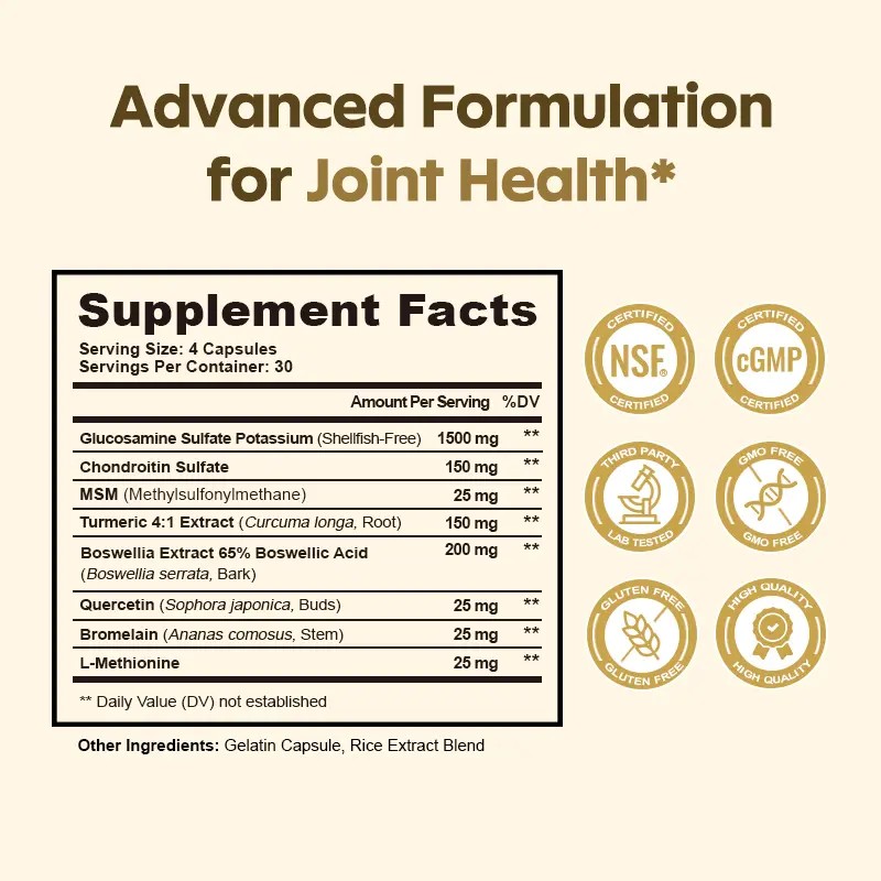 Joint Support Capsules – Glucosamine, Chondroitin, MSM, Turmeric – 120