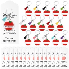 16 Set Teacher Appreciation Keychains Gifts Thank You Gifts Bulk Graduation Apple Keychain Gifts for Women Men Employee Appreciation Gifts with Thank You Cards