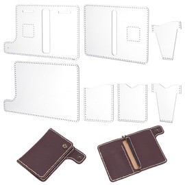 PLIGREAT 7 Pcs Wallet Acrylic Template, Acrylic Leather Stencils Short Wallet Leather Pattern Drawing Templates for Bags, Purses, Card Holder, Mini Bags DIY