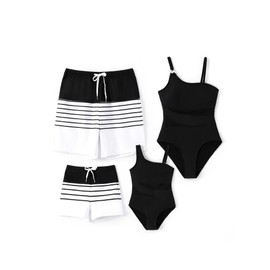 PATPAT Family Matching Swimsuits: Women's Tummy Control Bathing Suit Asymmetrical Monokini with Mesh Panel - Mommy and Me One-Piece Swimwear for Summer Beach Vacations, Black, Women, Medium