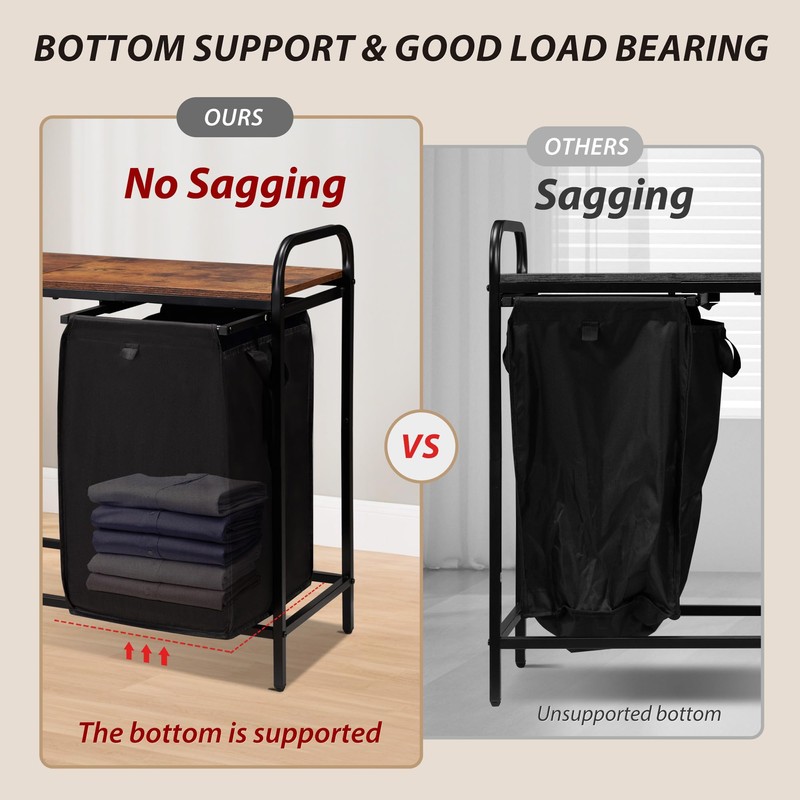 Azaeahom 3 Section Laundry Hamper with Shelf, Laundry Basket Organizer