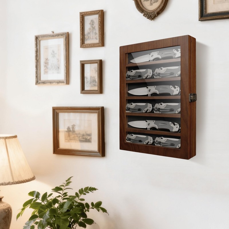 ASmileIndeep Pocket Knife Display Case 6 Row Military Knife Stand