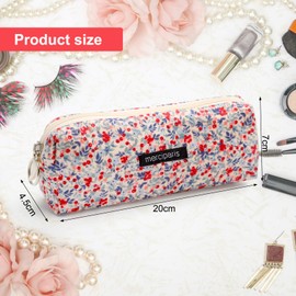 Federmäppchen Cord, Mäppchen Aesthetic - Schlampermäppchen Klein mit Blumen, Multifunktionales Stiftemäppchen für Schule, Uni, Büro & Reisen, Vintage Pencil Case