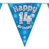 14th Birthday Blue Birthday Party Flag Banner Bunting Age 14