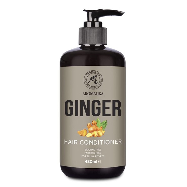 Ginger Conditioner 480 ml - Balsam Conditioner with Ginger Root Extract Against Split Ends - Macadamia Oil and Argan Oil - Nourishing Conditioner for All Hair Types - Hair Treatment - Conditioner for Shine - Silky Hair