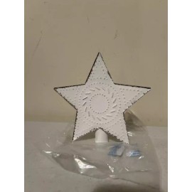 Unbranded Rustic White Tin Star Tree Topper = SALE