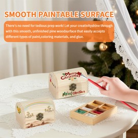 BAOPEND 2 Pcs Unfinished Wooden Treasure Box for DIY Crafts (2*Large)