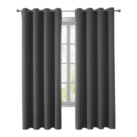 LIANYUN HOME Blackout Curtains - 63 Inch Length, Set of 2 Panels - Thermal Insulated, Room Darkening Grommet Curtains for Living Room and Bedroom - W52 x L63 Inch, Dark Grey
