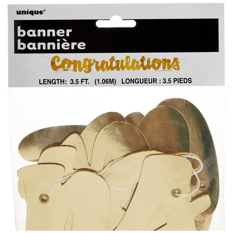 unipue congruations metallic banner 106cm gold