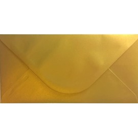 DL (110mm x 220mm) Coloured Envelopes for Greetings Cards Party Invitations & Craft - Pack of 24 (Metallic Gold)