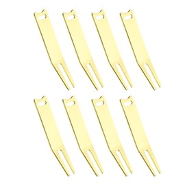 PATIKIL Metal Bending Golf Divot Repair Tool, 8 Pcs Metal Golf Fork Accessory Curved Spit for Golf Golfer Men Women Repairing, Gold