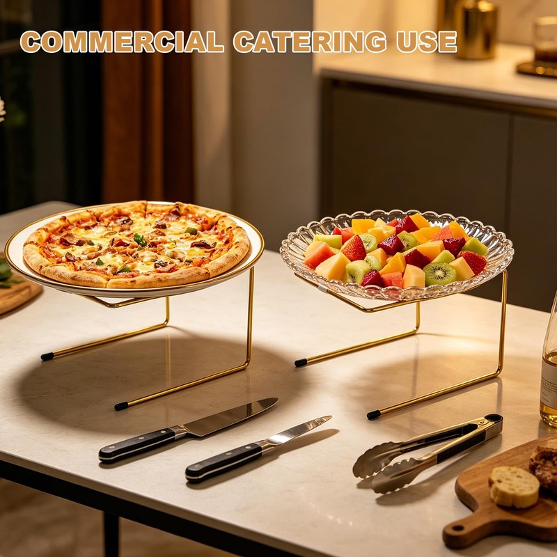 Pizza Stand, 2 Tier Pizza Rack for Party, Brass Metal