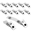 10 Pcs Metal Badge Clips with Clear PVC Straps, Name